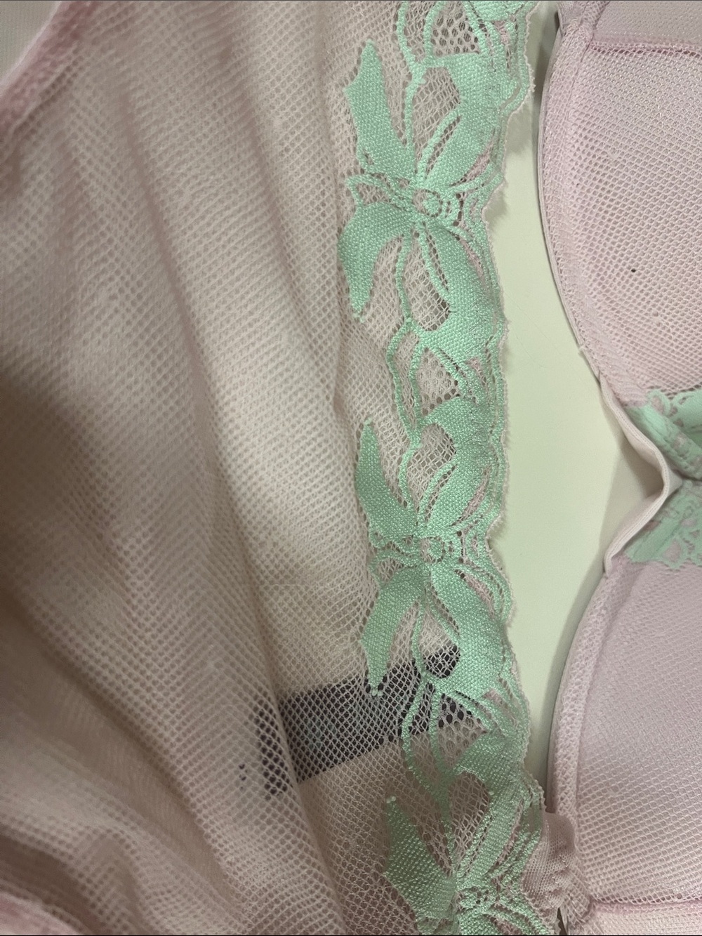 New! Adore Me 38D Light Pink Lace Trim Bra pantie  Set